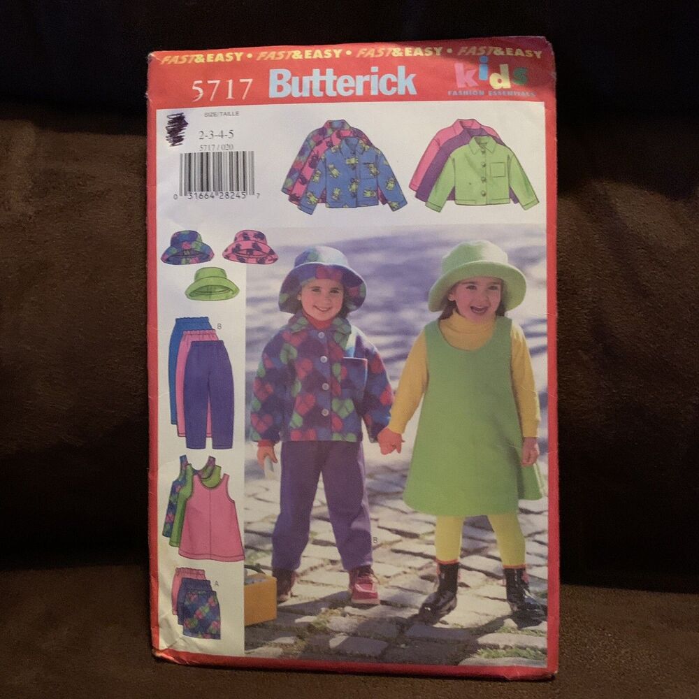 Butterick 5717 Girls Jacket Jumper Skirt Hat Pants Sewing Pattern Size 2 3 4 5